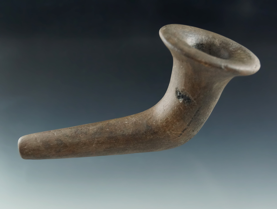 5" Iroquois trumpet pipe with restoration to the bowl area and moderate restoration to the stem.