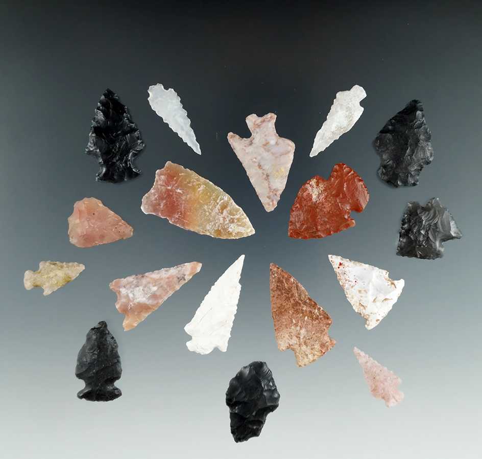 Set of 17 assorted points found in Utah, largest is 1 7/16".