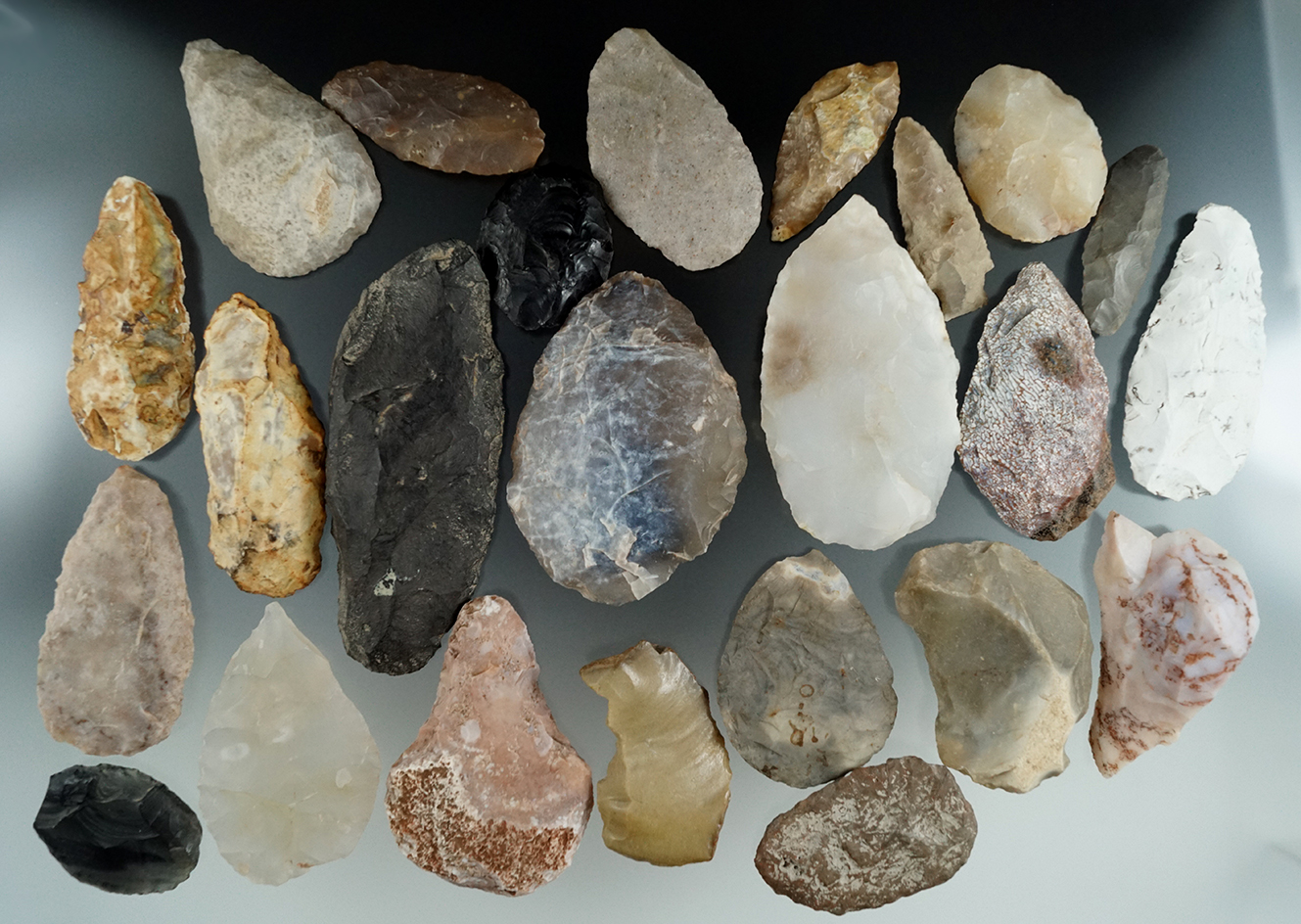 Large group of 24 assorted Blades, knives and scrapers found in Utah.