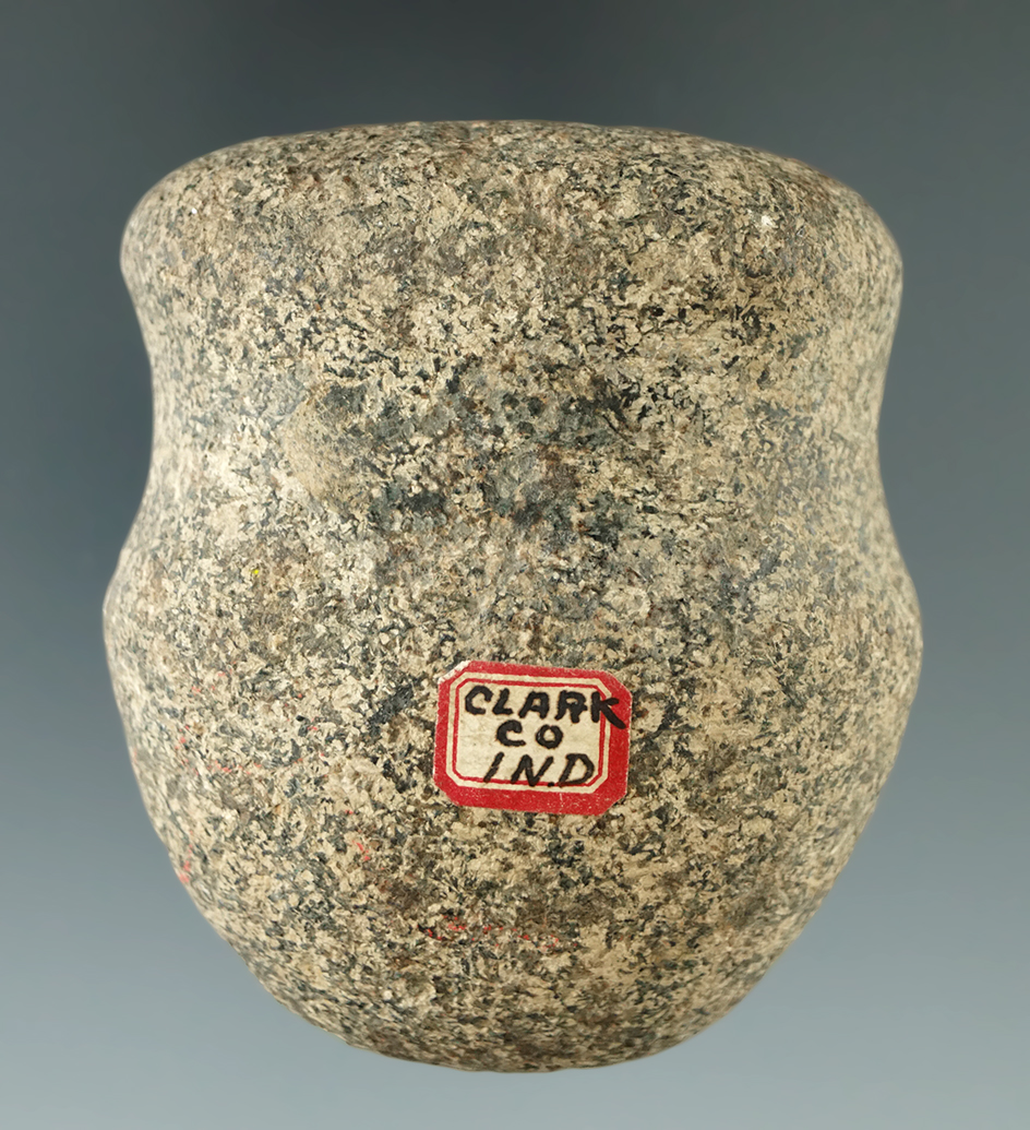 Classic style, well defined 2 9/16" full grooved Hammerstone found in Clark Co., Indiana