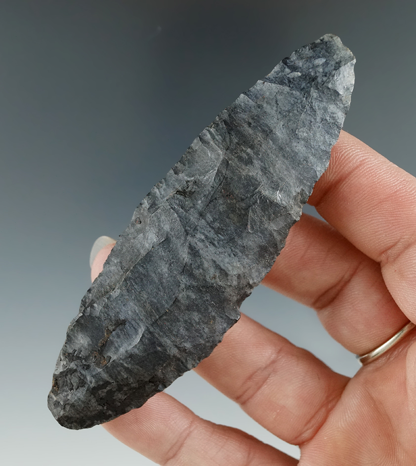 3 9/16" Lerma Knife made from Upper Mercer Flint found in Allegheny Co., New York. Ex.  Lang.