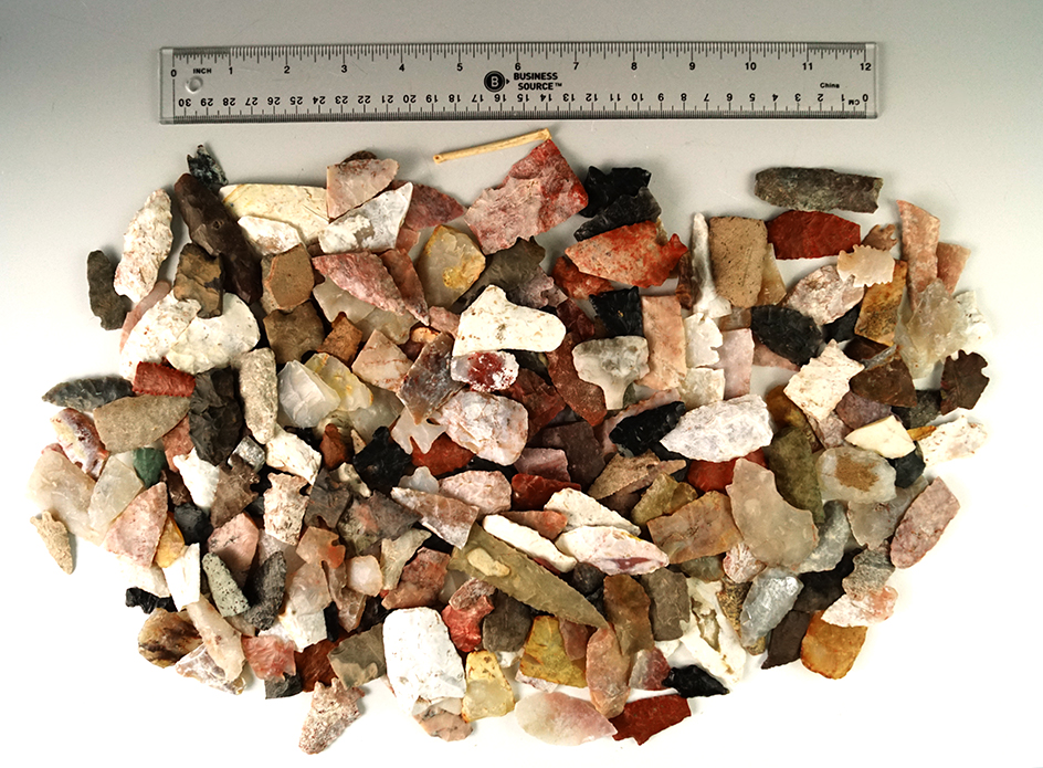Large group of assorted damaged arrowheads and knives - Utah. Some beautiful materials included