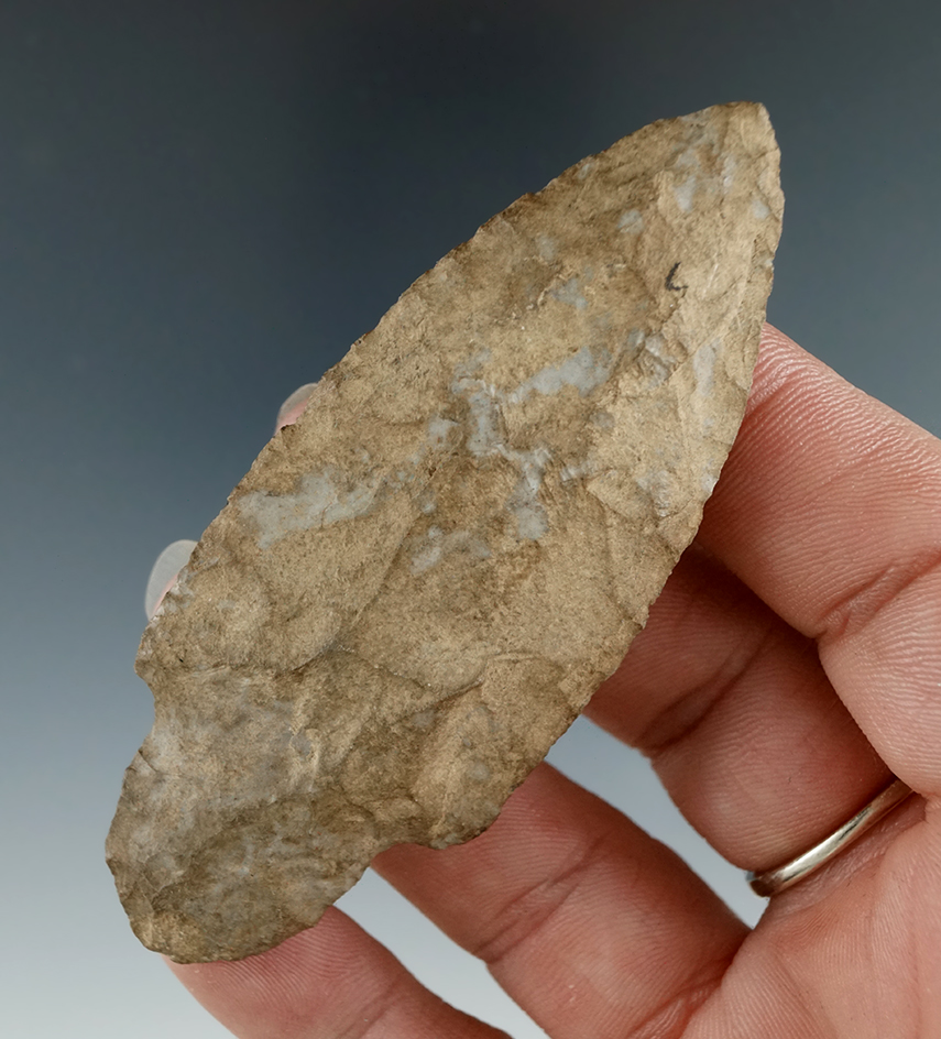 3 3/16" Onondaga Flint Adena found in Steuben Co., New York. Ex. Howdy Lang.