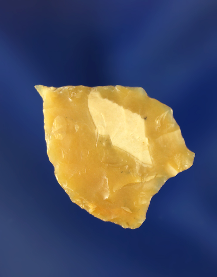 Very unique 15/16" needle tip graver made from attractive yellow agate. Wyoming.