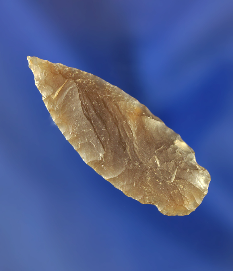 1 1/2" mound Albion - very nicely made from a flake of highly translucent agate - very thin. WY.