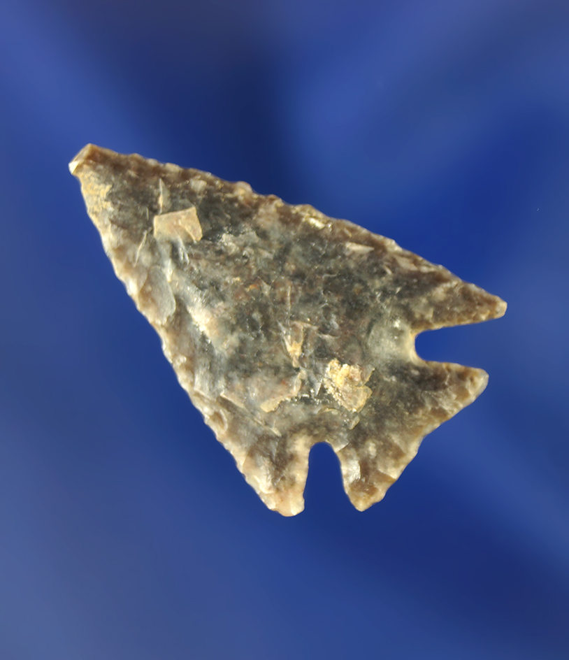 1 3/16" Pelican Lake made from beautifully patinated semi translucent Flint. Wyoming.
