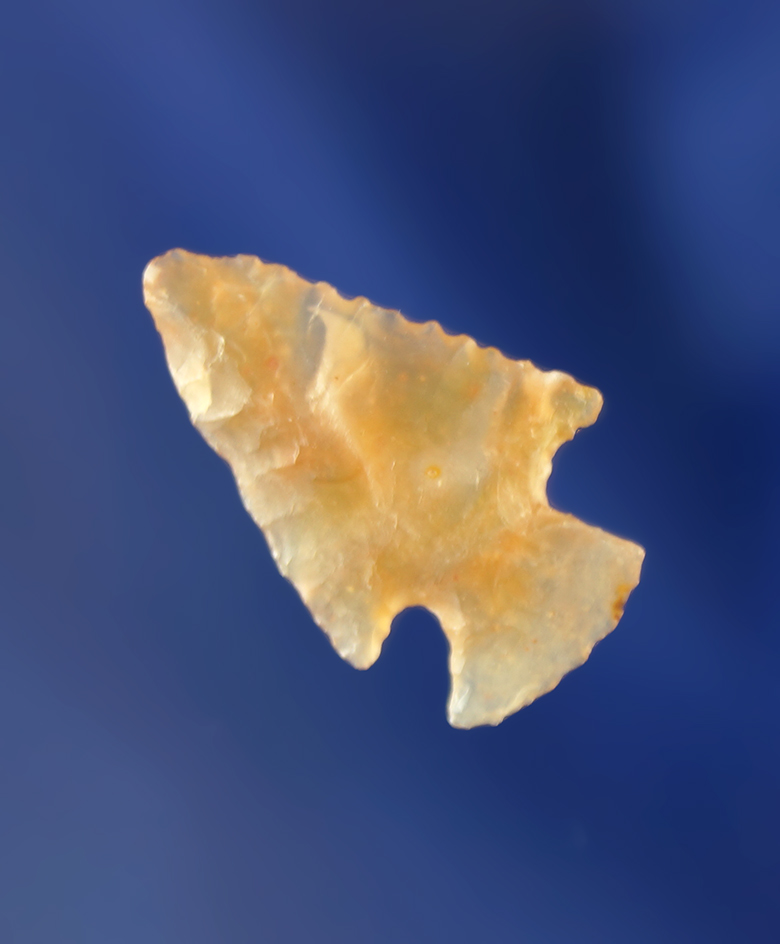 13/16" High River point - beautiful highly translucent clear and caramel colored agate. Wyoming.