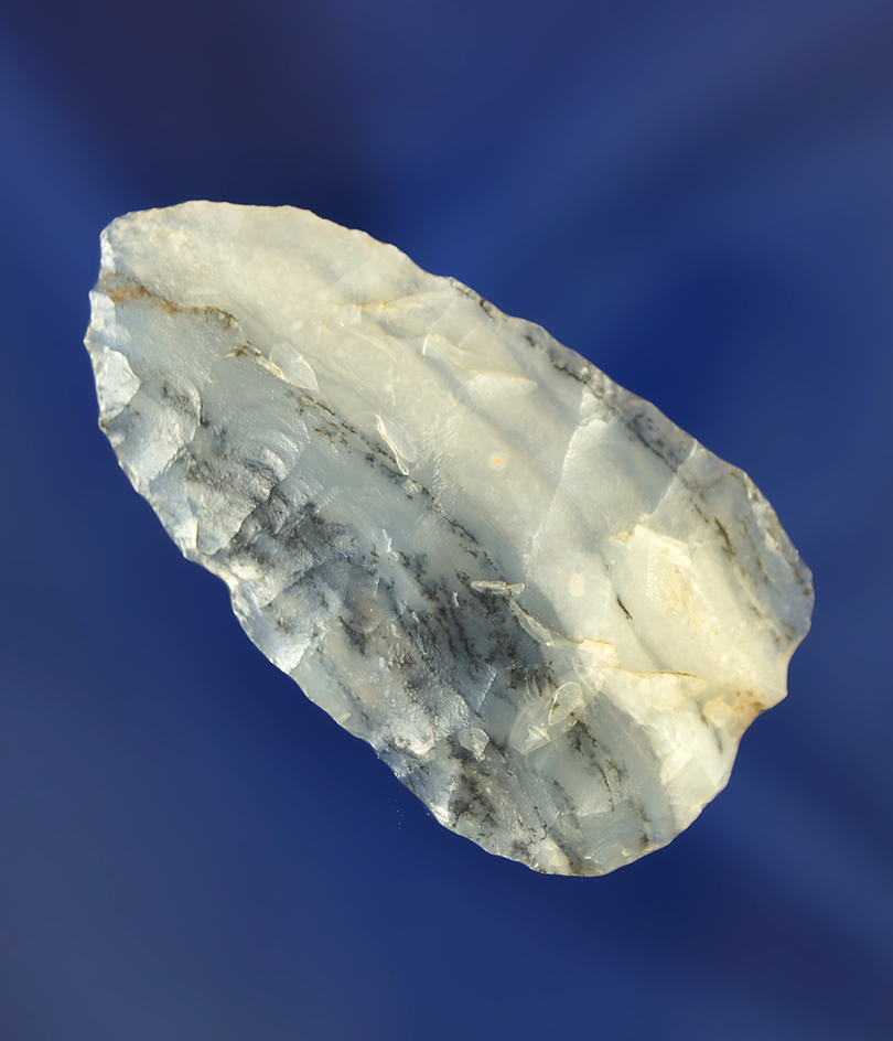 1 5/8" agate Biface Knife with beautiful blue-and-white banding. Wyoming.