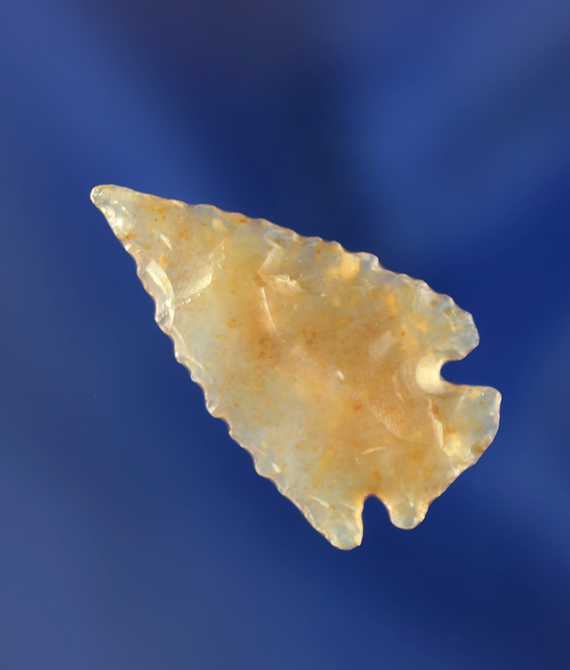 1 1/16" Pelican Lake points- thin and very nicely made off a flaked. Highly translucent - Wyoming.