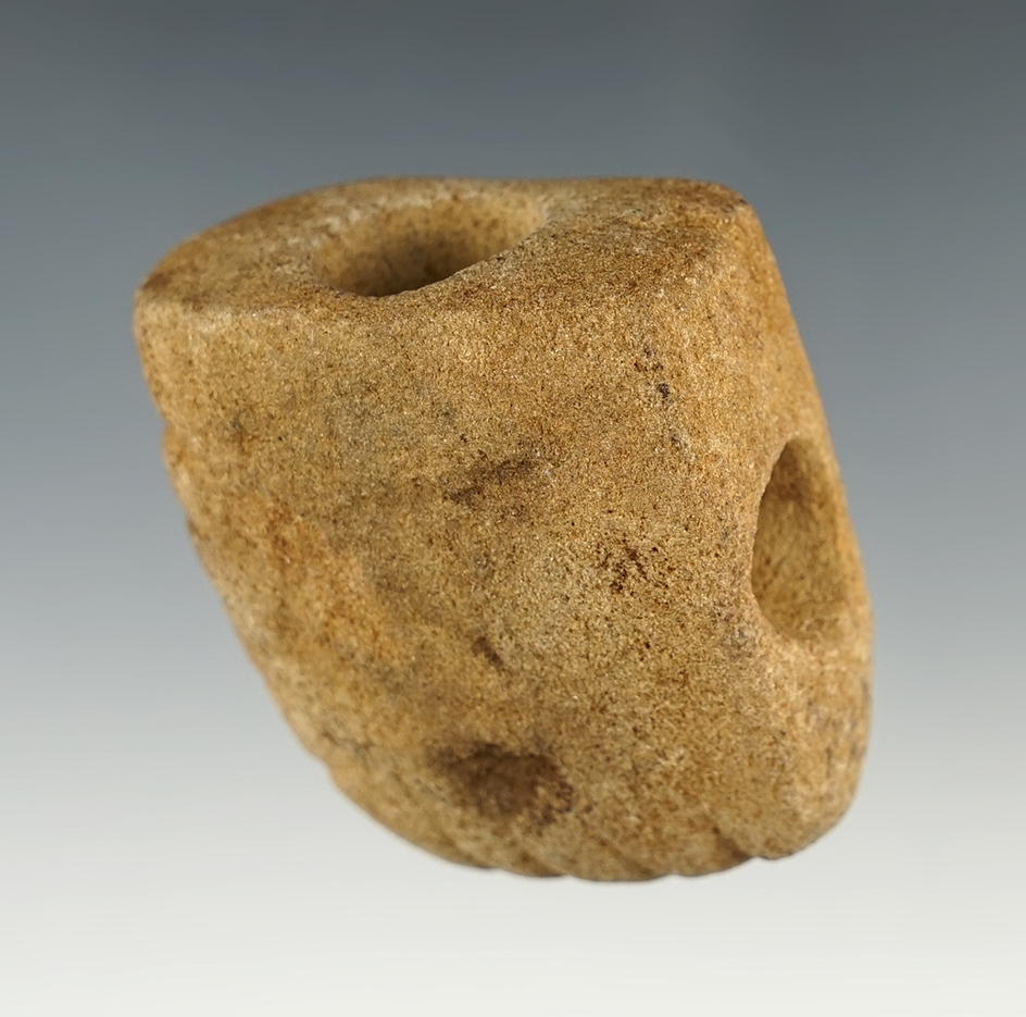 2 1/8" Tallied Sandstone Pipe found in Ohio that shows excellent age on the surface. Motley COA.