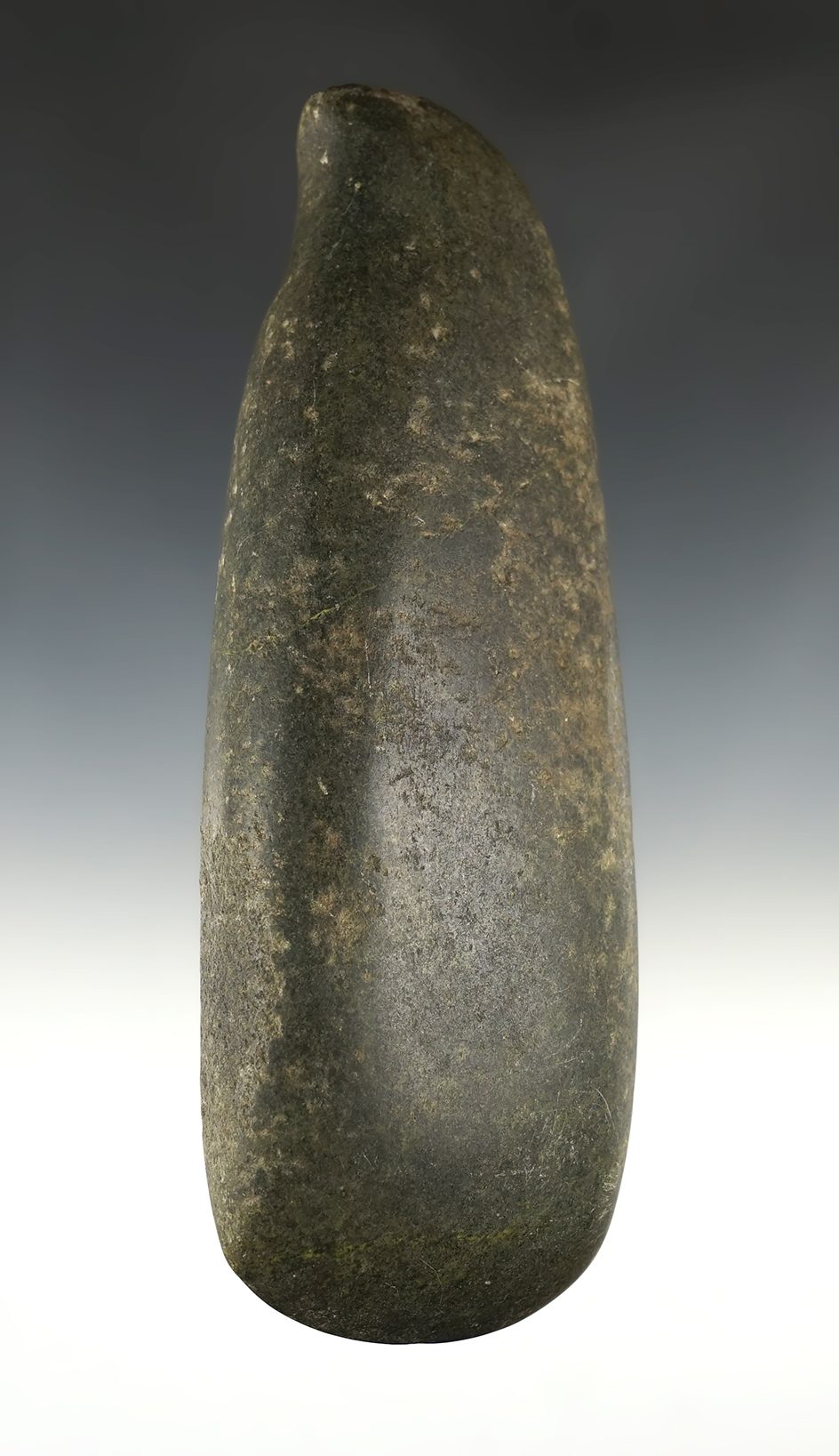 Polished and large 8" Celt with a uniquely styled poll end and a great bit. Allen Co., Ohio.