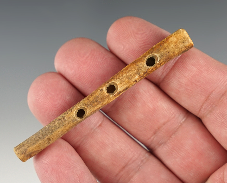 Heavily patinated 2 7/8" Bird Bone Flute found in Klickitat Co., Washington.