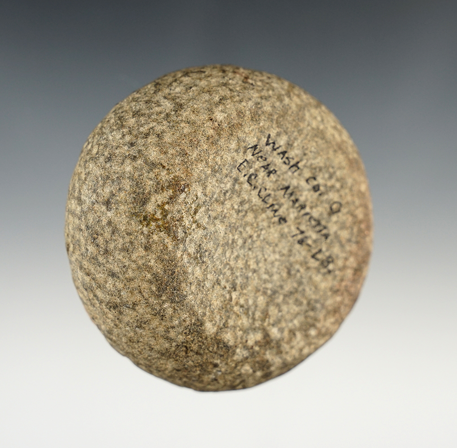 2 11/16" Hardstone Discoidal. Found in Washington Co., Ohio near Marietta. Ex. E.C. Cline.