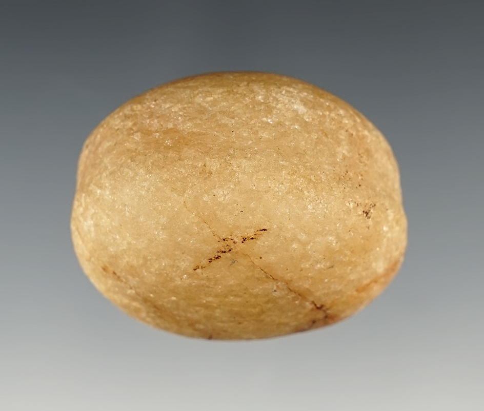 Finely made 1 5/8" long Quartz Loafstone - Brown Co., Ohio. Has a shallow groove across the top.