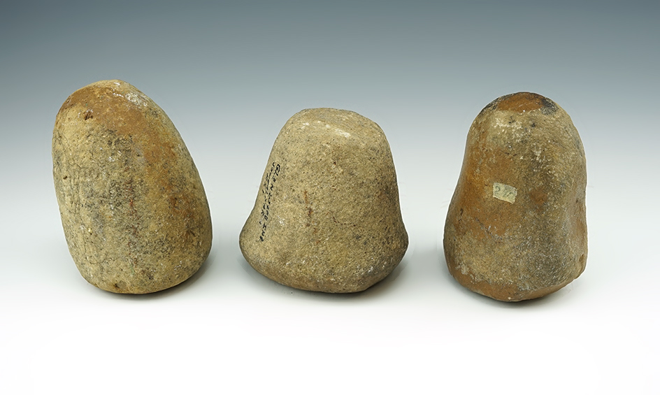Set of 3 Pestles found in Glenwood, Indiana on the Sower Farm. Largest is 3 3/4".