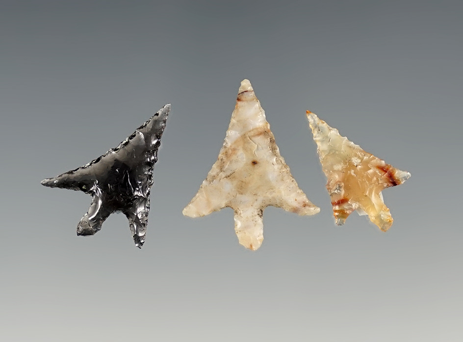 Set of 3 well made Columbia River Gem Points. The largest is 15/16".