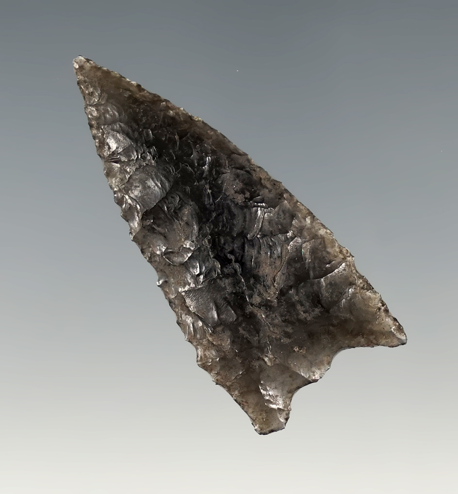 1 11/16" Obsidian Humboldt Triangular - Klamath Co., Oregon, circa 1950's. Ex. Bud Gienger.