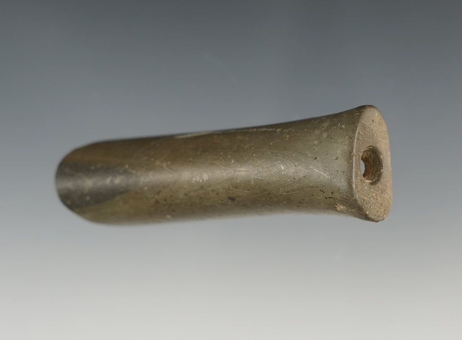 2 15/16" long Ohio Bar Amulet that is anciently salvaged on one end. Patinated Slate.