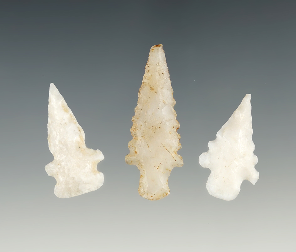 Set of 3 finely made points found in S.W New Mexico in 1968. The largest is 1 5/8".