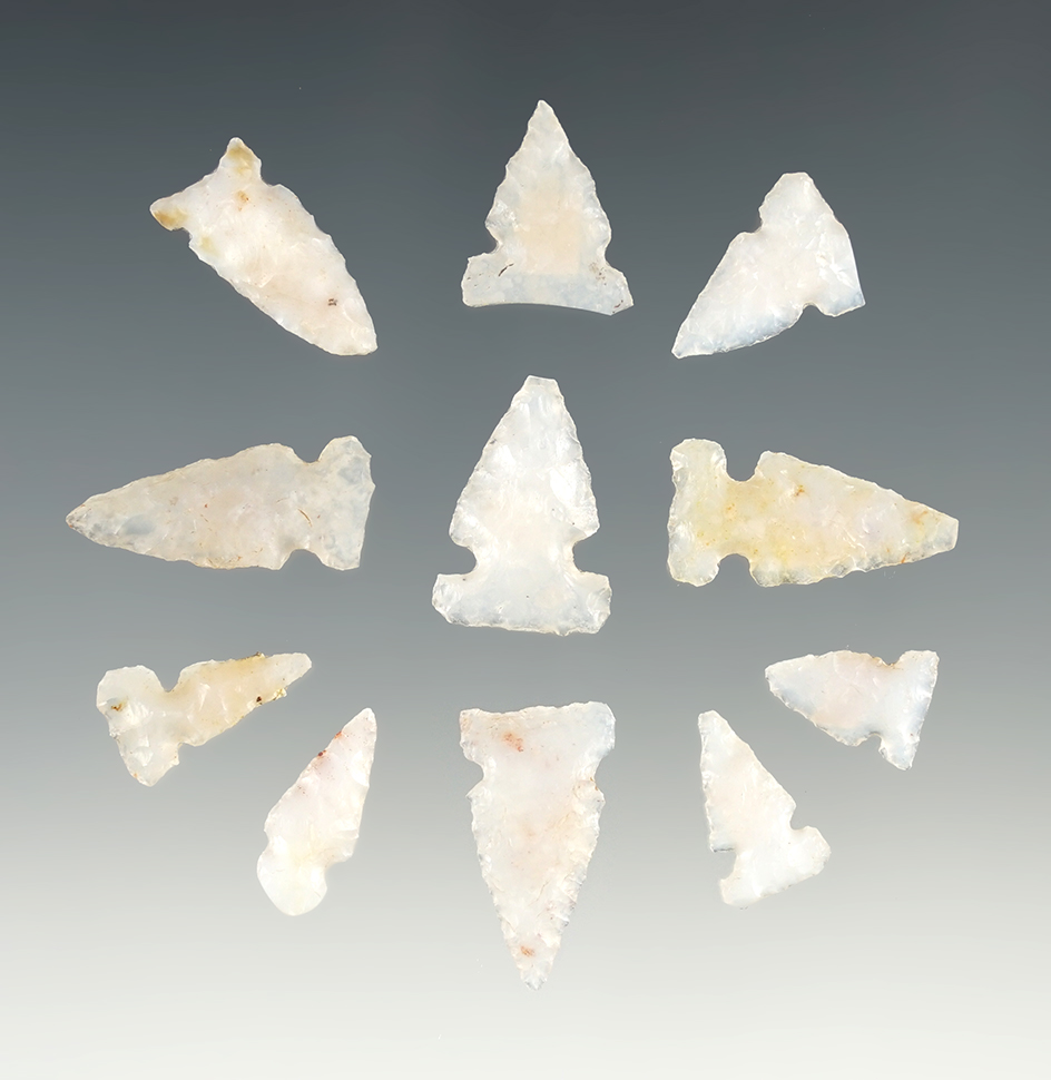 Set of 11 New Mexico points in good condition. The largest is 7/8".