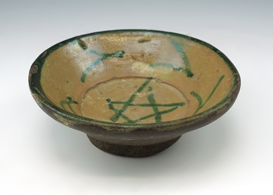 5 1/4" wide x 1 3/4" tall Spanish Contact Glazed Bowl from the 1500's. Found in Peru.