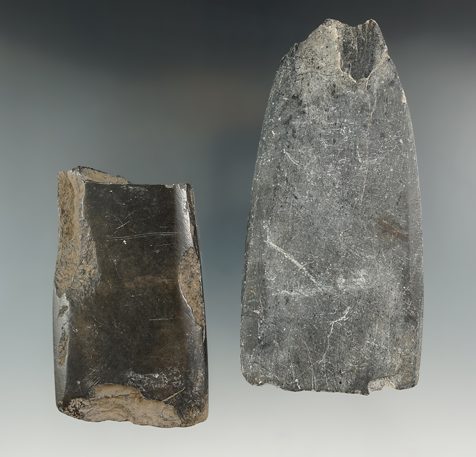 Pair of Pacific Northwest Coastal Adzes, largest is 5 1/8". Both show signs of heavy use