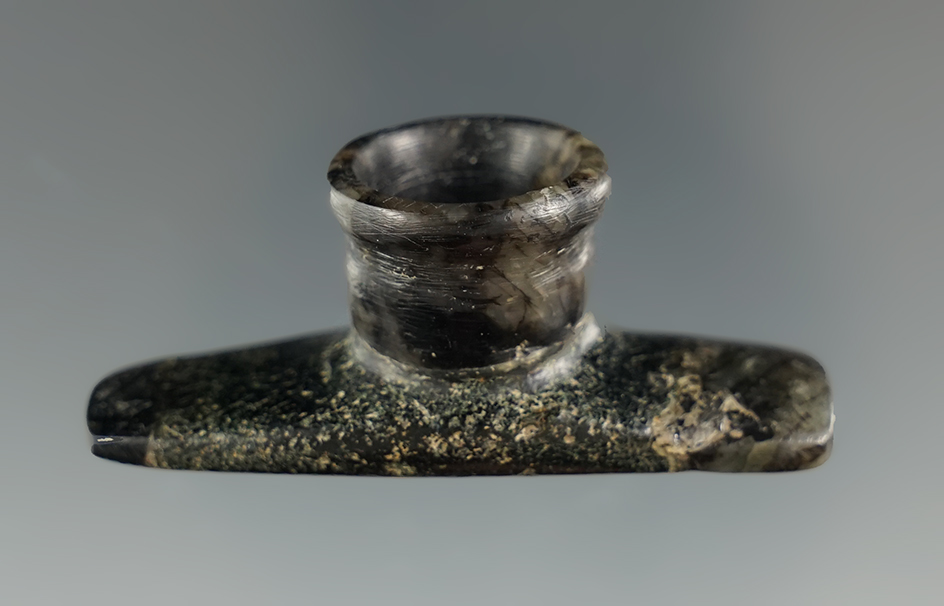 2 1/16" miniature platform pipe that is heavily restored at the hole and stem - New York.