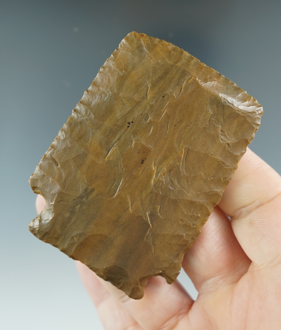 2 5/8" Benton Scraper made from Bangor chert. Found along the Tennessee River.  COA.