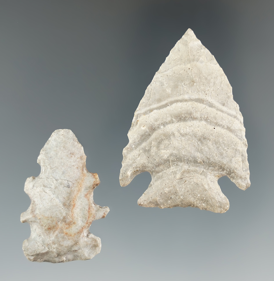 Pair of nicely styled points found in Michigan and Indiana, largest is 2 1/16".