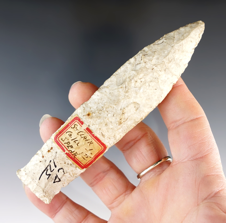 4 5/8" Lanceolate with a ground base St. Clair Co., Illinois.