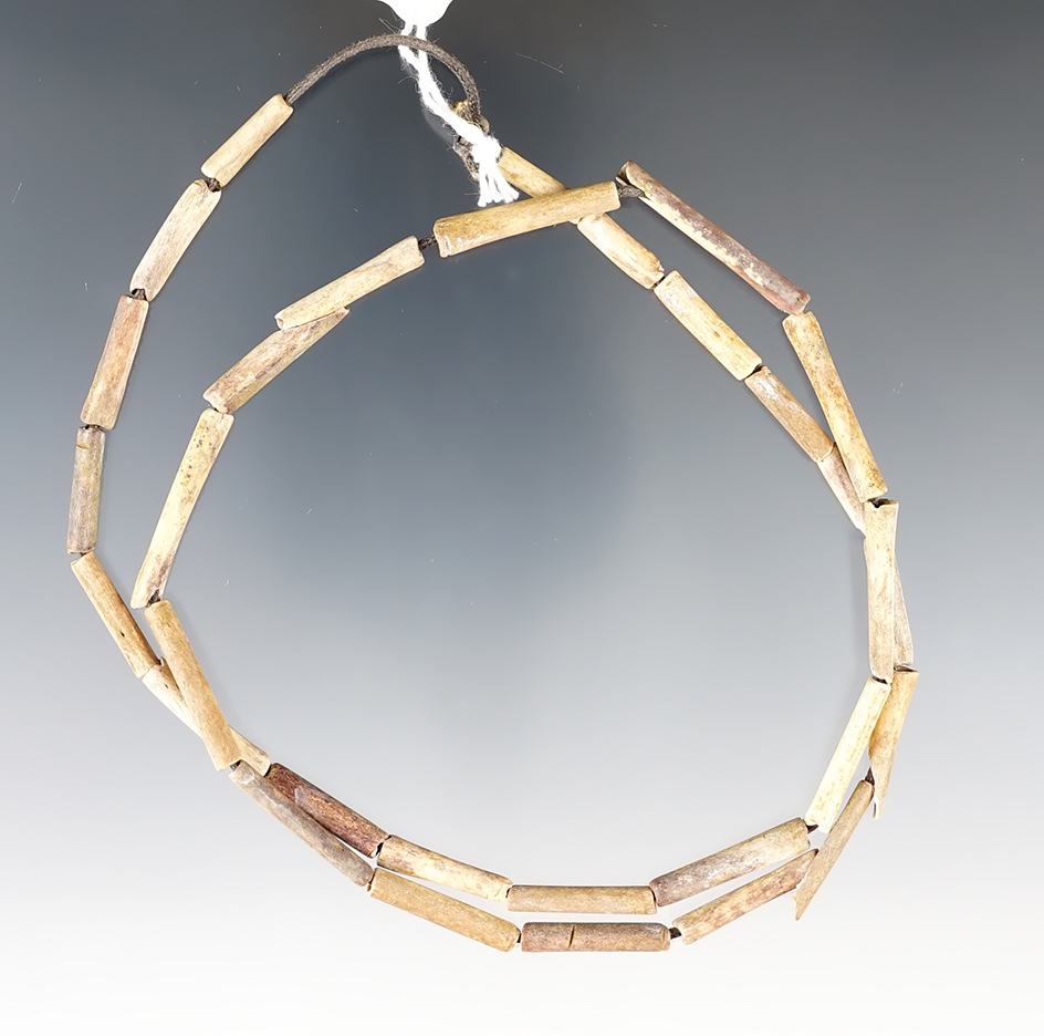 22" Long strand of bird bone tube beads,  West Virginia.