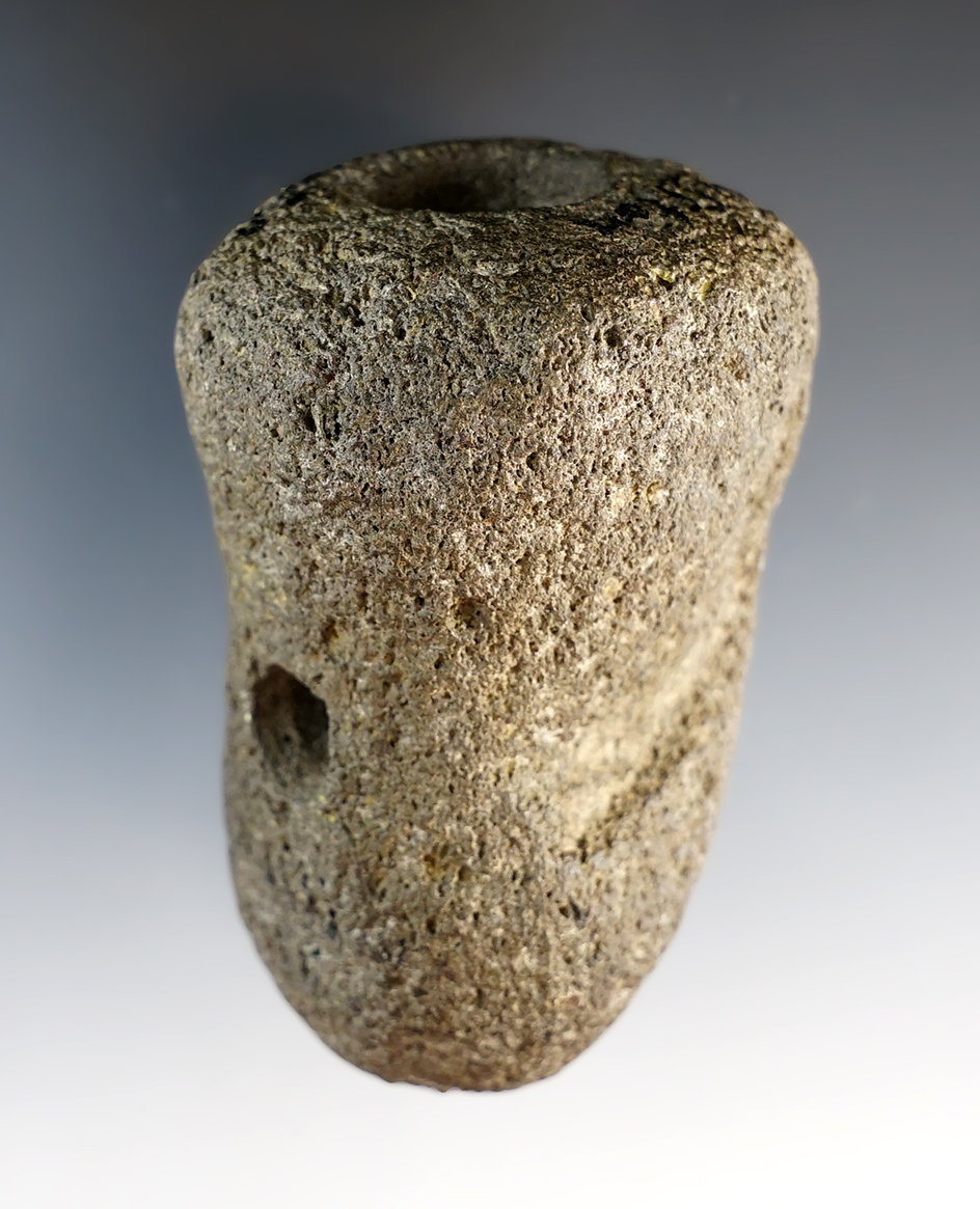 2 7/8" tall Stone Pipe  effigy of a turkey, Allen Co., Ohio.