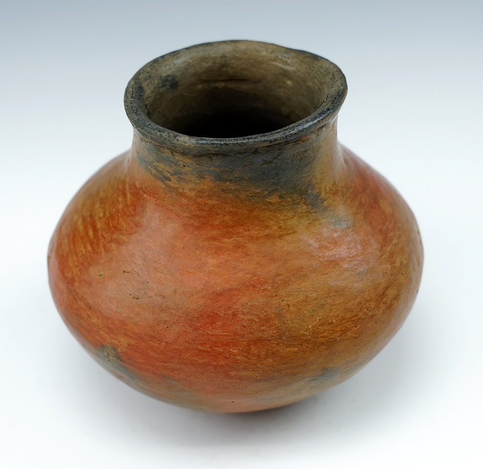 3 3/8" Tall x 3 3/4" wide pottery jar. Found in New Mexico.