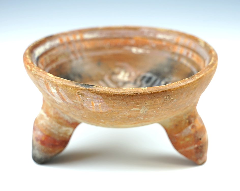 5 3/8" Wide x 3 1/8" tri-leg pottery vessel, Costa Rica.