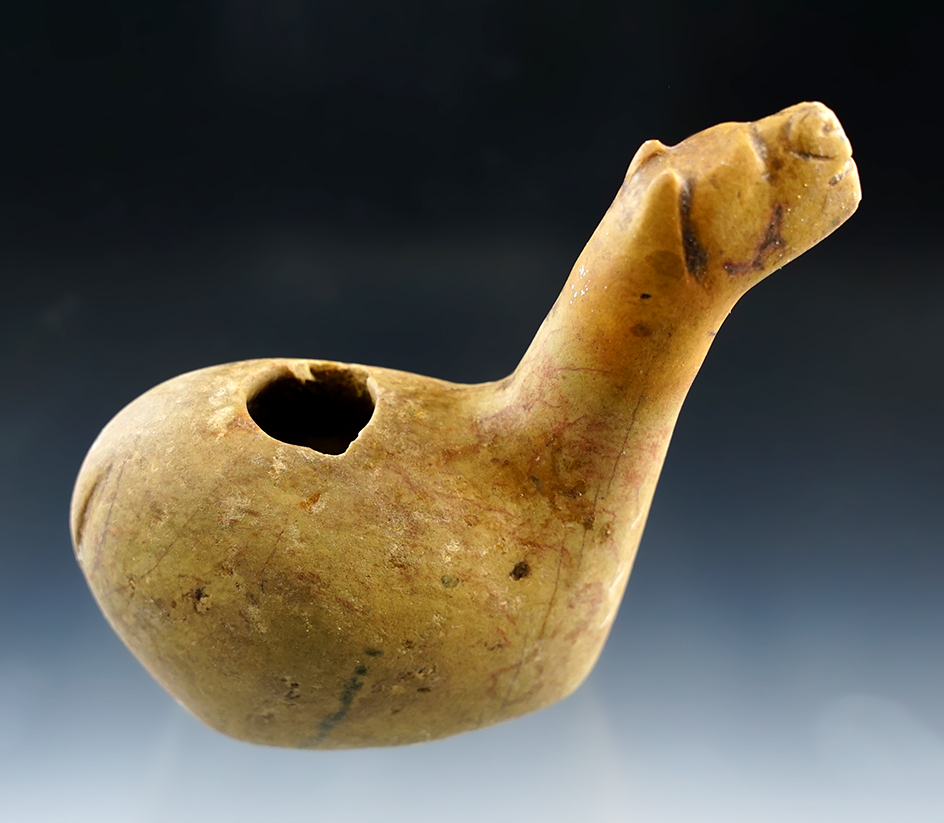 3 3/8" Wide x 2 7/8" tall  Canopa found in Peru.