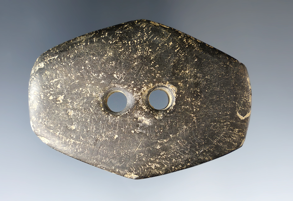 2 3/4" Expanded Center Gorget, Hocking Co., Ohio. Slate.