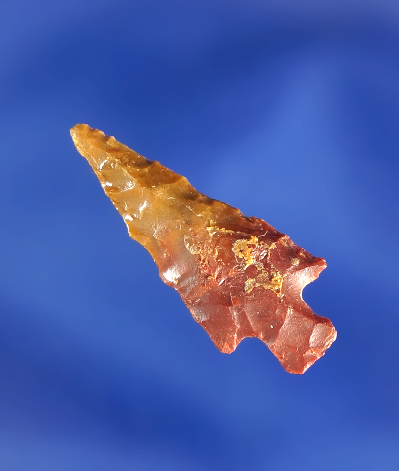 1" stemmed Gempoint made from red and yellow Jasper  found near the Snake River, WA.