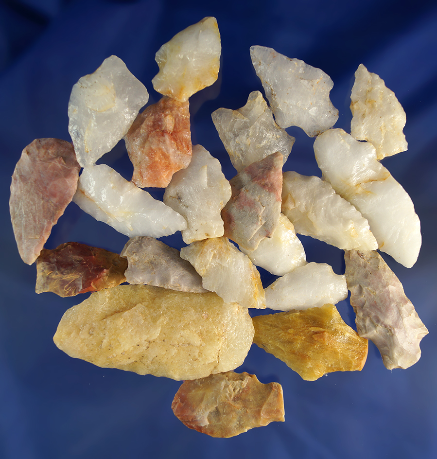 Large group of mostly Quartz flaked artifacts found in Virginia, largest is 3".