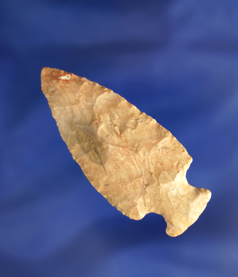 2 1/4" Tablerock point that is nicely styled and heavily patinated. Found in central Illinois.