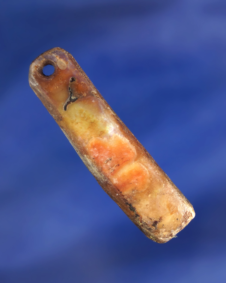 1 15/16" beautiful abalone shell drilled pendant found near the Columbia River near Maryhill.