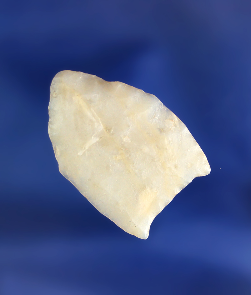 Rare style! 1 1/8" Paleo Folsom - New Mexico - nicely patinated. Stermer and Bennett COA's.