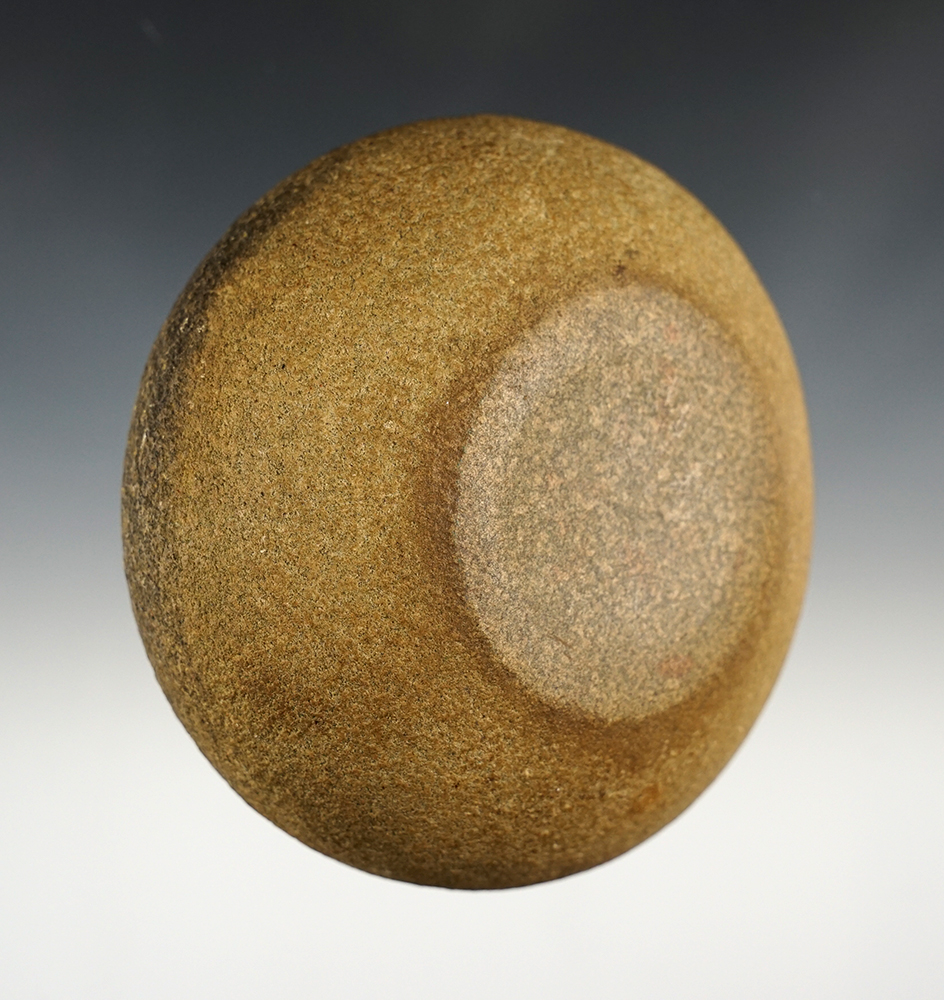 Uniquely shaped 4" diameter discoidal or gamestone. highly polished flattened bottom. Illinois.