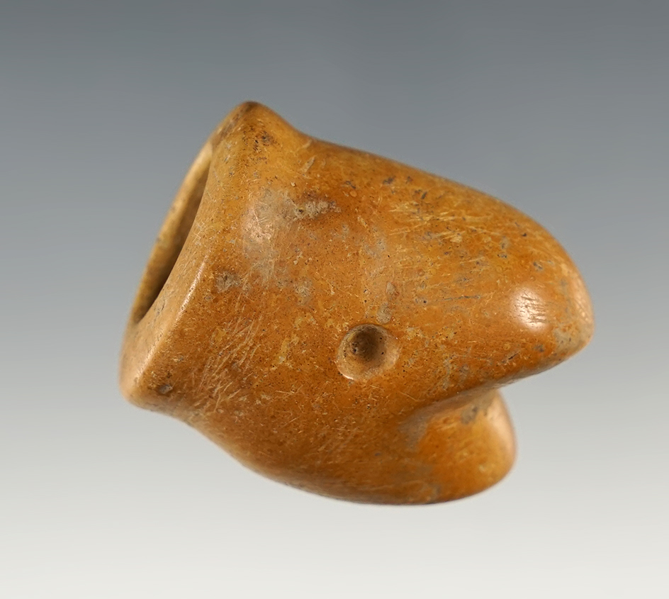 Uniquely styled 1 9/16" Snake Effigy Pipe - Tuscarawas Co., Ohio.