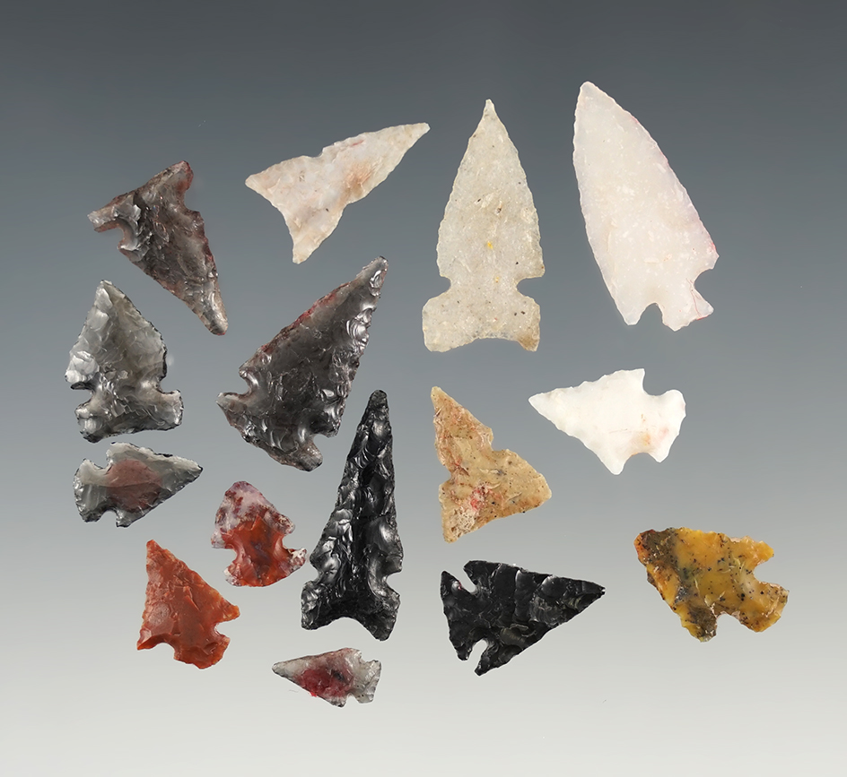 Set of 15 nicely made points found in New Mexico. The largest is 1 1/8".