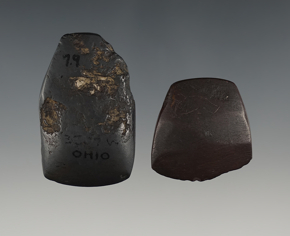 Pair of nice Ohio Celts made from Hematite. The largest is 1 15/16".