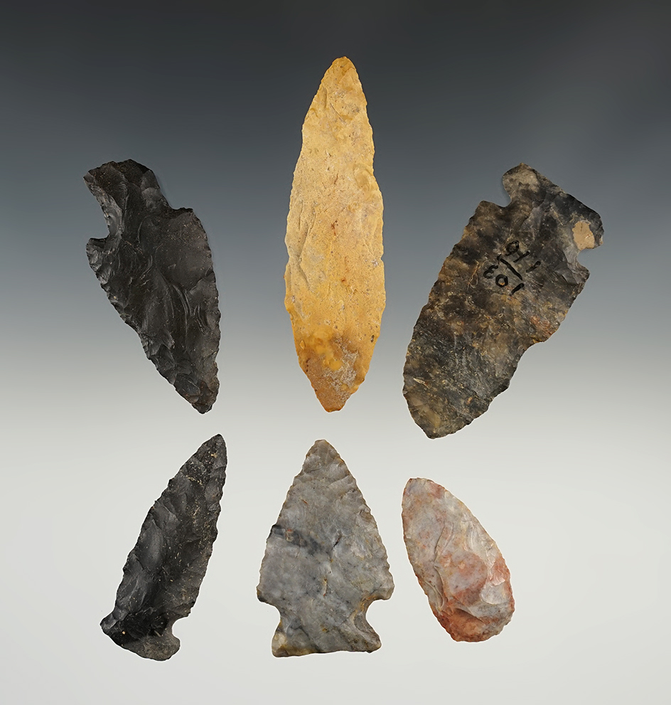 Set of 6 assorted Ohio points and tools. The largest is 3 1/2".