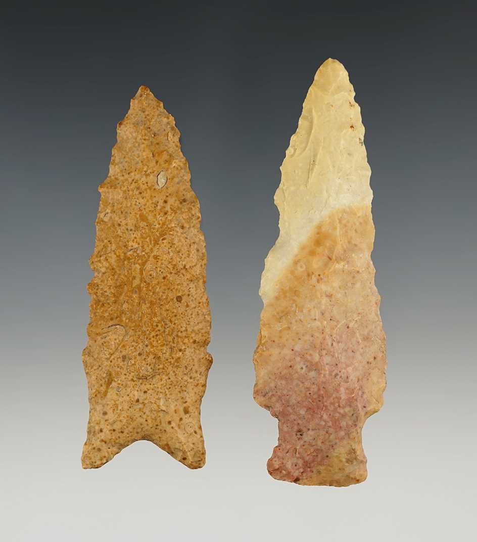 Pair of nice points found in the Missouri/Illinois area. The largest is 3 3/8".