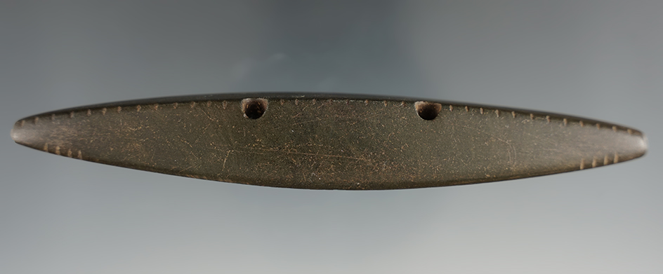 5 1/4" Cole Creek Ridgeback Tallied Gorget made from Greenstone. Obion Co., Tennessee. COAs.