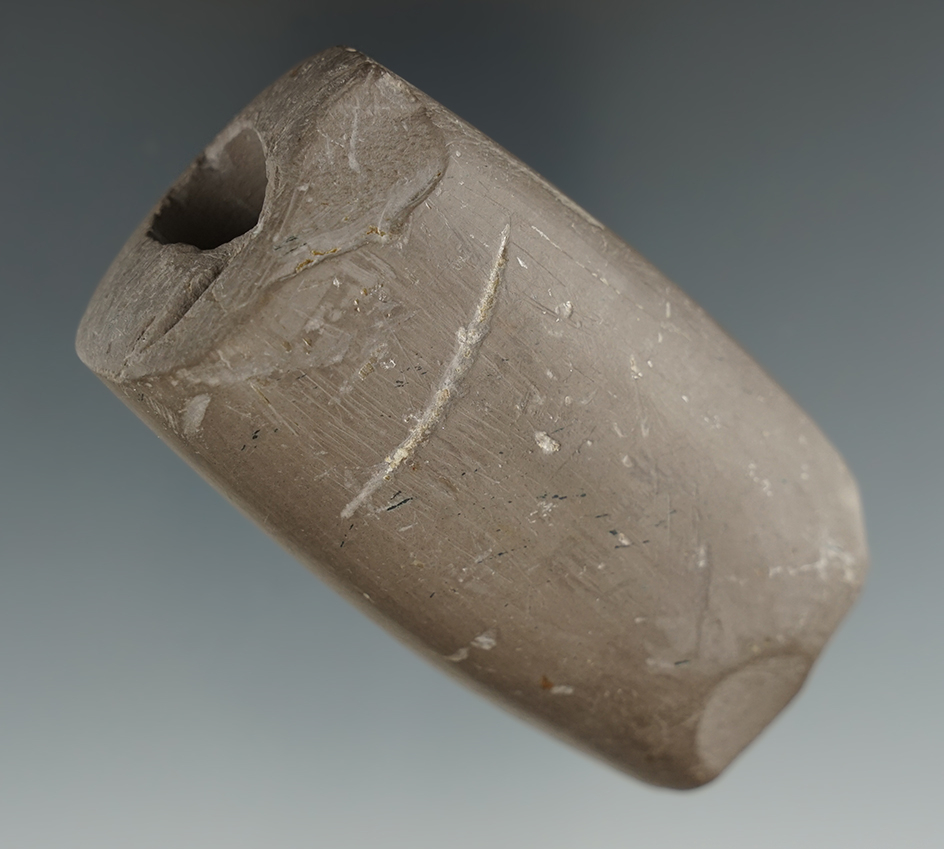 2 11/16" Slate Bannerstone found in Defiance Co., Ohio. Ex. Faben Collection.