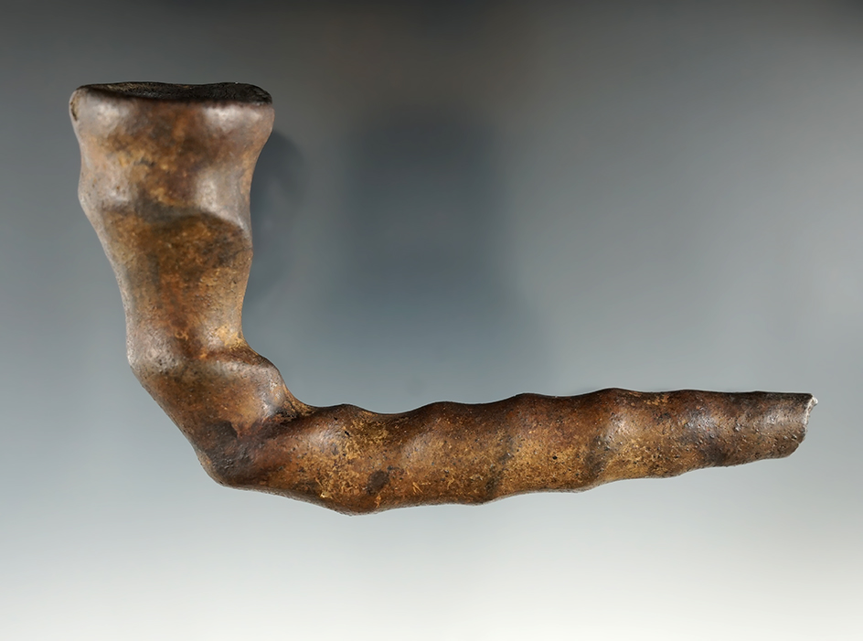 Unique! 5" long x 3" tall spiral stem and bowl clay Pipe found in Livingston Co., New York.